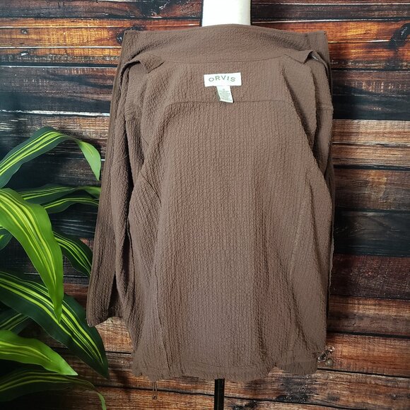 NWOT Orvis Medium Lightweight Full Zip Jacket Rayon Crepe Textured Bungee Waist - Picture 2 of 12